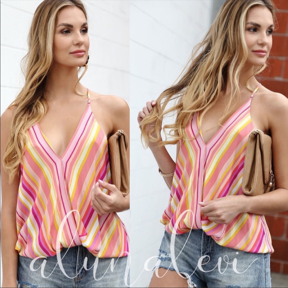 NEW! Striped Coral Tops